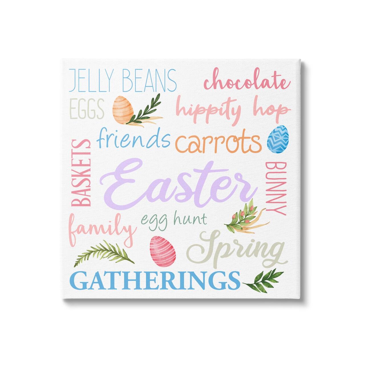Stupell Industries Festive Easter Activity Sign Patterned Eggs Motif Canvas Wall Art